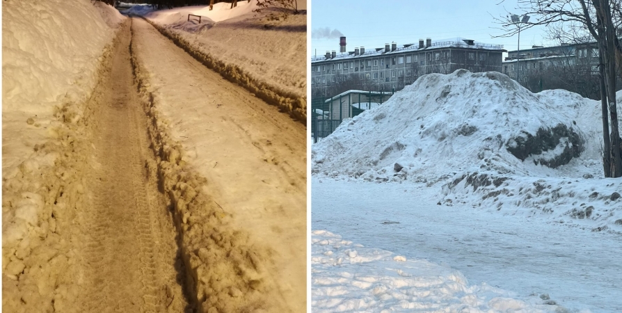 Заваленные снегом тротуары и каток во дворе — жители Заполярья жалуются губернатору