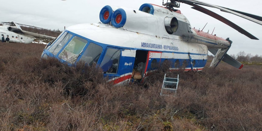 Появились фото с места «жесткой» посадки Ми-8 в Мурманской области